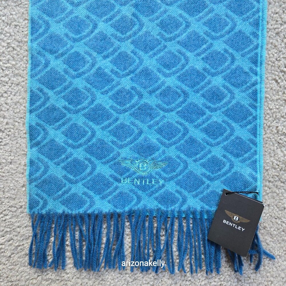 NWT Bentley Cashmere Scarf Blue - Picture 2 of 8